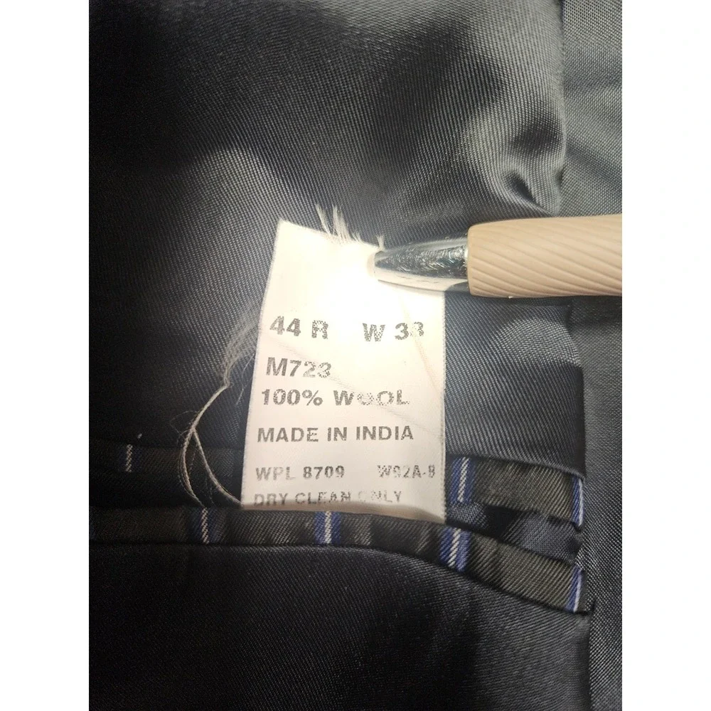 Nautica Mens 44R Wool Pinstripe Blazer 3 Button Sport Coat Grey Blue M722